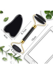 2pcs/set Gua Sha Massager for Face Care Jade Rollers Beauty Health Skin Scraping Chin Lifting Natural Stone Gouache Massage