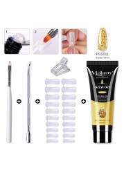 Poly Extension Gel Set 5/2pcs Acrylic Gel Kit Clear Camouflage Color Nail Tip Shape Crystal UV Gel Slice Brush Nail Art Tools