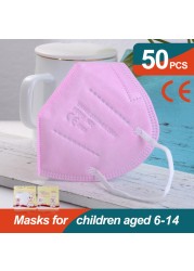 10-100pcs Cute Kids KN95 Mask CE FFP2 Mascarillas 5 Layers Children Mouth Mask Baby Respirator ffp2 Mask Ninos Girls Boys Masque