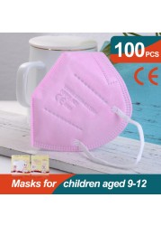 10-100pcs Cute Kids KN95 Mask CE FFP2 Mascarillas 5 Layers Children Mouth Mask Baby Respirator ffp2 Mask Ninos Girls Boys Masque