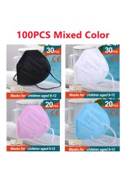 10-100pcs Cute Kids KN95 Mask CE FFP2 Mascarillas 5 Layers Children Mouth Mask Baby Respirator ffp2 Mask Ninos Girls Boys Masque