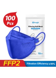 قناع الوجه Elough KN95 ، قناع الوجه ffp2 Mascarilla المعتمد fpp2fan CE ffp2reuse zable Kn95 ، أقنعة حماية الأسماك ffpp2 FFP 2