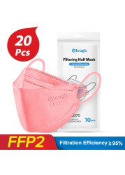 قناع الوجه Elough KN95 ، قناع الوجه ffp2 Mascarilla المعتمد fpp2fan CE ffp2reuse zable Kn95 ، أقنعة حماية الأسماك ffpp2 FFP 2