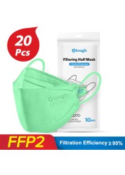 قناع الوجه Elough KN95 ، قناع الوجه ffp2 Mascarilla المعتمد fpp2fan CE ffp2reuse zable Kn95 ، أقنعة حماية الأسماك ffpp2 FFP 2