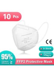 أقنعة الكبار FFP2 Mascarillas Negras KN95 قناع الوجه وافق FPP2 5 رقائق قناع أسود ffp2قناع ffp2reuse zable قناع ffp3 masque CE