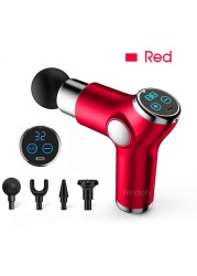 Mini LCD Massage Gun 32 Speed ​​Touch Screen Deep Tissue Percussion Muscle Massager Mini Fascial Gun Pain Relief Body Massage