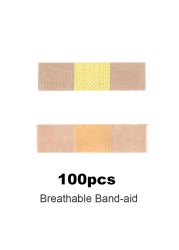 100pcs 2 Kinds Band-aids Waterproof and Breathable Medical Band Aid Sterile First Aid Bandage Wound Balance Patch First Aid