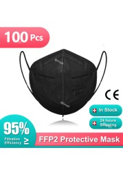 FFP2 أقنعة KN95 Mascarillas هومولوكادا 5 طبقات ffp2fan CE قناع الجهاز التنفسي FPP2 قناع وجه واقي KN 95 Masque الكبار