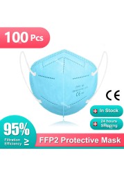 FFP2 أقنعة KN95 Mascarillas هومولوكادا 5 طبقات ffp2fan CE قناع الجهاز التنفسي FPP2 قناع وجه واقي KN 95 Masque الكبار