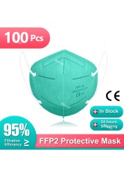 FFP2 أقنعة KN95 Mascarillas هومولوكادا 5 طبقات ffp2fan CE قناع الجهاز التنفسي FPP2 قناع وجه واقي KN 95 Masque الكبار