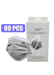 Adult 5 Layers Gray KN95 Activated Carbon Mask Respirator Safety Face FPP2 Mask mascarilla Dust Reusable FFP2 FFP3 20pcs/box