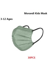 Morandi Embroidered 4 Layers Kids Mask 3-12 Years Old Children Masks Disposable Dust Mask Christmas Mask