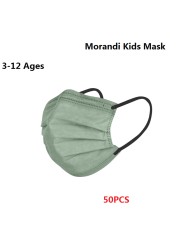 Morandi Embroidered 4 Layers Kids Mask 3-12 Years Old Children Masks Disposable Dust Mask Christmas Mask