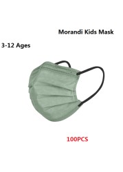 Morandi Embroidered 4 Layers Kids Mask 3-12 Years Old Children Masks Disposable Dust Mask Christmas Mask