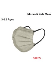 Morandi Embroidered 4 Layers Kids Mask 3-12 Years Old Children Masks Disposable Dust Mask Christmas Mask