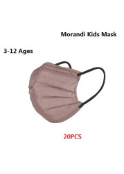 Morandi Embroidered 4 Layers Kids Mask 3-12 Years Old Children Masks Disposable Dust Mask Christmas Mask