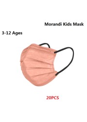 Morandi Embroidered 4 Layers Kids Mask 3-12 Years Old Children Masks Disposable Dust Mask Christmas Mask