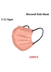 Morandi Embroidered 4 Layers Kids Mask 3-12 Years Old Children Masks Disposable Dust Mask Christmas Mask