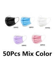 10-200pcs Face Mask Adult Disposable Mask 3 Ply Security Protection Face Masks mascarillas quiurgicas homology adas