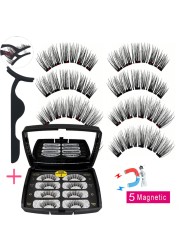 LIKOFO Magnetic Eyelashes with 5 Magnets Natural Handmade 3D/6D False Eyelashes Acrylic Box Long False Eyelashes Cosmetics for Gift