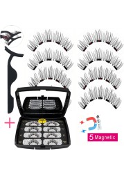 LIKOFO Magnetic Eyelashes with 5 Magnets Natural Handmade 3D/6D False Eyelashes Acrylic Box Long False Eyelashes Cosmetics for Gift