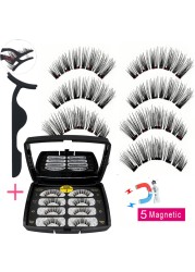 LIKOFO Magnetic Eyelashes with 5 Magnets Natural Handmade 3D/6D False Eyelashes Acrylic Box Long False Eyelashes Cosmetics for Gift