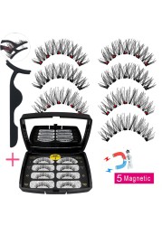 LIKOFO Magnetic Eyelashes with 5 Magnets Natural Handmade 3D/6D False Eyelashes Acrylic Box Long False Eyelashes Cosmetics for Gift