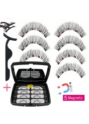 LIKOFO Magnetic Eyelashes with 5 Magnets Natural Handmade 3D/6D False Eyelashes Acrylic Box Long False Eyelashes Cosmetics for Gift