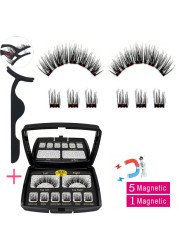 LIKOFO Magnetic Eyelashes with 5 Magnets Natural Handmade 3D/6D False Eyelashes Acrylic Box Long False Eyelashes Cosmetics for Gift