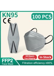 CE FFP2 قناع المسكرة التنفسية FPP2 KN95 mascarilla fpp2 homology ada 4 طبقة قناع وجه السمك الكوري fp2 قناع أسود ffp2tool KN95