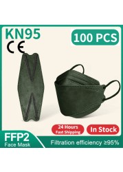 CE FFP2 قناع المسكرة التنفسية FPP2 KN95 mascarilla fpp2 homology ada 4 طبقة قناع وجه السمك الكوري fp2 قناع أسود ffp2tool KN95