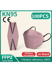 CE FFP2 قناع المسكرة التنفسية FPP2 KN95 mascarilla fpp2 homology ada 4 طبقة قناع وجه السمك الكوري fp2 قناع أسود ffp2tool KN95