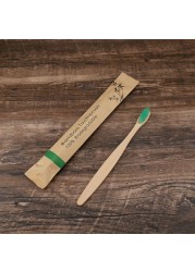 100pcs Eco-friendly Bamboo Reusable Toothbrush Portable Adult Wooden Soft Toothbrush Laser Custom Engraving Logo