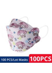 Children KN95 FFP2 Face Mask Cartoon Anime Breathable Security Protection For Boys Girl 4-12 Years Old Mascarilla FPP2 homology ada