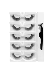 5 Pairs - Reusable Self Adhesive False Eyelashes With Adhesive Tape Natural Waterproof Eye Lashes To Wear No Glue Needed