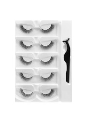 5 Pairs - Reusable Self Adhesive False Eyelashes With Adhesive Tape Natural Waterproof Eye Lashes To Wear No Glue Needed