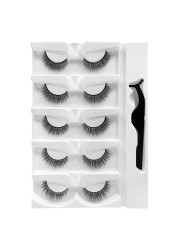 5 Pairs - Reusable Self Adhesive False Eyelashes With Adhesive Tape Natural Waterproof Eye Lashes To Wear No Glue Needed