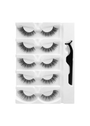 5 Pairs - Reusable Self Adhesive False Eyelashes With Adhesive Tape Natural Waterproof Eye Lashes To Wear No Glue Needed