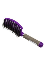 Women Men Hair Scalp Massage Bristle Comb & Nylon Brush Wet Curly Detangling Hair Brush for Salon Hairdressing Styling Tools