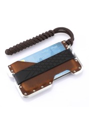 Genuine Rfid Leather Card Holder for Men Simple Metal Credit Card Wallet 2021