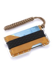 Genuine Rfid Leather Card Holder for Men Simple Metal Credit Card Wallet 2021