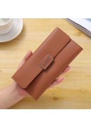 New Women Wallet Lady Clutch Leather Patterned Hasp Female Wallets Long Length Card Holder Phone Bag Money Coin Pocket Ladies Purses