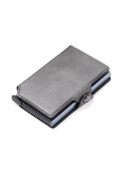 Anti RFID Credit Card Holder Men Bank ID Card Holder Bag Male Slim Metal Leather Magsafe Minimalist Pocsafe Small Aluminum Wallet