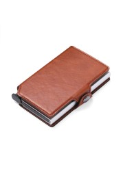 Anti RFID Credit Card Holder Men Bank ID Card Holder Bag Male Slim Metal Leather Magsafe Minimalist Pocsafe Small Aluminum Wallet