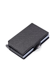 Anti RFID Credit Card Holder Men Bank ID Card Holder Bag Male Slim Metal Leather Magsafe Minimalist Pocsafe Small Aluminum Wallet