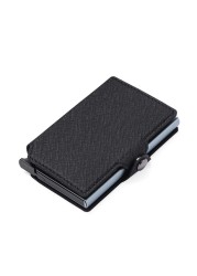 Anti RFID Credit Card Holder Men Bank ID Card Holder Bag Male Slim Metal Leather Magsafe Minimalist Pocsafe Small Aluminum Wallet