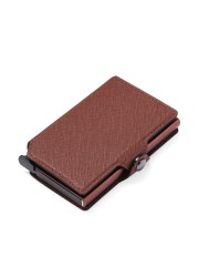 Anti RFID Credit Card Holder Men Bank ID Card Holder Bag Male Slim Metal Leather Magsafe Minimalist Pocsafe Small Aluminum Wallet