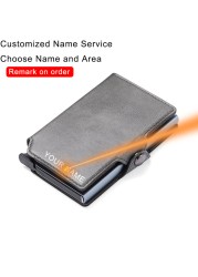 Anti RFID Credit Card Holder Men Bank ID Card Holder Bag Male Slim Metal Leather Magsafe Minimalist Pocsafe Small Aluminum Wallet