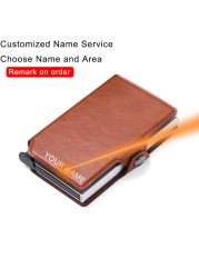 Anti RFID Credit Card Holder Men Bank ID Card Holder Bag Male Slim Metal Leather Magsafe Minimalist Pocsafe Small Aluminum Wallet