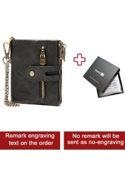 Smart Wallet GPS Record Bluetooth Free Shipping Engraving Gift Coin Purse Chain Genuine Leather Card Holders Men Zipper Clutch